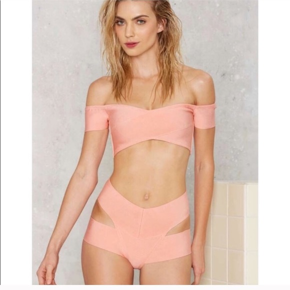 Nasty Gal Other - Nasty Gal Peach Bondage One Piece Bikini
